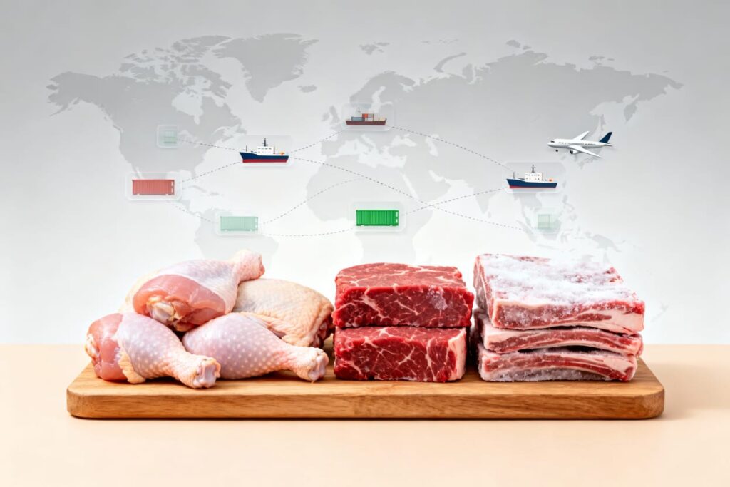 تقدم الخالدية حلولاً متكاملة لاستيراد الدواجن الحية واللحوم المجمدة، مع تنسيق مباشر مع الهيئة العامة للخدمات البيطرية والحجر البيطري، واستشارات فورية من دكتور بيطري